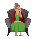 Vector character elderly woman talking on phone Royalty Free Stock Photo