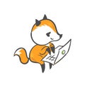 Vector character fox baby laptop print isolated