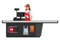 Vector character illustration of cashier at supermarket Royalty Free Stock Photo