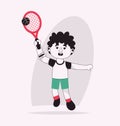 Vector character illustration of disabled boy playing tennis Royalty Free Stock Photo