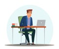 Vector character illustration man working office Royalty Free Stock Photo