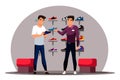 Vector character illustration of shoe store scene