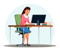 Vector character illustration woman working office Royalty Free Stock Photo