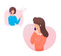 Vector character illustration of women talking phone