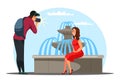 Vector character photographer with compact camera