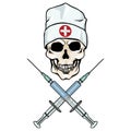 Vector character - skull doctor and crossed syringes