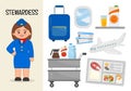 Vector character stewardess. Royalty Free Stock Photo