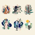 Vector, character, style, new normal, life style, people on tree background Royalty Free Stock Photo