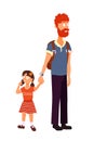 Vector character of tourist dad and daughter walks