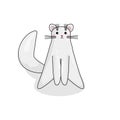 Vector Character of Turkish Angora Cat in Kawaii Style