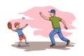 Vector characters dad and son plays baseball