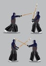 Vector Characters Kendo Martial Arts Combat Sports