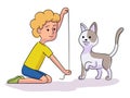 Vector characters boy veterinary and pets Royalty Free Stock Photo