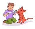 Vector characters boy veterinary and pets Royalty Free Stock Photo