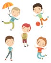 Vector Characters. Set. Children, boys Royalty Free Stock Photo