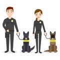 Vector characters: two young police officers man and woman