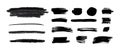 Vector Charcoal and Ink Black Strokes Set, Graphic Black Drawing, Isolated on White Background.