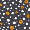 Vector charcoal seamless pattern background: Snails.