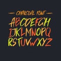 Vector charcoal trendy cute font.