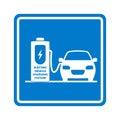 Vector charging station road sign. Place for charge electric car or vehicle.