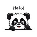 Vector Charming Cartoon Panda Waving His Hand and Saying Hello. Adorable Smiling Panda Bear Waving Its Paw. Cute and