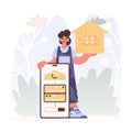 A Vector Chart of a Energized lady Holding a Family Picture with the Carving IoT, Celebrating Sharp Private Organize and