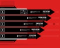 Vector chart. Five horizontal arrows with options in black and red techno style