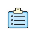 Vector check list, planner, schedule, notebook flat color line icon.