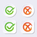 Vector check mark icons on buttons Royalty Free Stock Photo