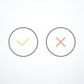 Vector check mark icons. Tick and cross icons Royalty Free Stock Photo