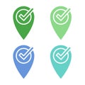 Vector Check Mark Location Pin Icon Set Royalty Free Stock Photo