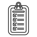 Vector illustration of a simplified clipboard with a checklist, in outline style Royalty Free Stock Photo