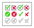 Vector checkmark and cross icon set