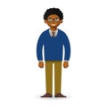 Vector cheeky african man in sweater and shirt standing