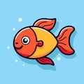 Vector of a cheerful goldfish with a big smile on a simple vector icon