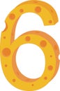 Vector cheese numeral six