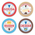 Vector cheese round labels and icons