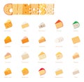 Vector cheese types icon set Royalty Free Stock Photo