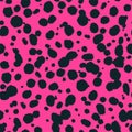 Vector cheetah skin seamless pattern. Trendy wild animal leopard spots, hand drawn pink texture for fashion print design Royalty Free Stock Photo