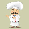 Vector Chef Cook Serving Food Realistic Cartoon Character Design Isolated Vector Illustrator