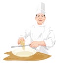 Vector of chef grating cheese.