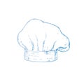 Vector Chef hat. Graphic ink professional cap sign and symbol, kitchen tool illustration isolated on background. Hand Royalty Free Stock Photo