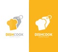 Vector of chef hat and tag logo combination. Kitchen and shop symbol or icon. Unique cook and label logotype design