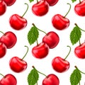 Vector cherries seamless background