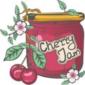 Vector of Cherry Jam Jar Royalty Free Stock Photo