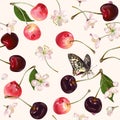 Vector cherry seamless pattern. Royalty Free Stock Photo