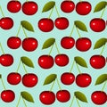 Vector cherry seamless pattern. Sweet cherries Royalty Free Stock Photo