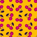 Vector cherry seamless pattern. Sweet cherries Royalty Free Stock Photo