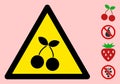 Vector Cherry Warning Triangle Sign Icon