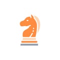 Vector chess horse, knight piece, strategy white line icon. Symbol and sign illustration design. Royalty Free Stock Photo